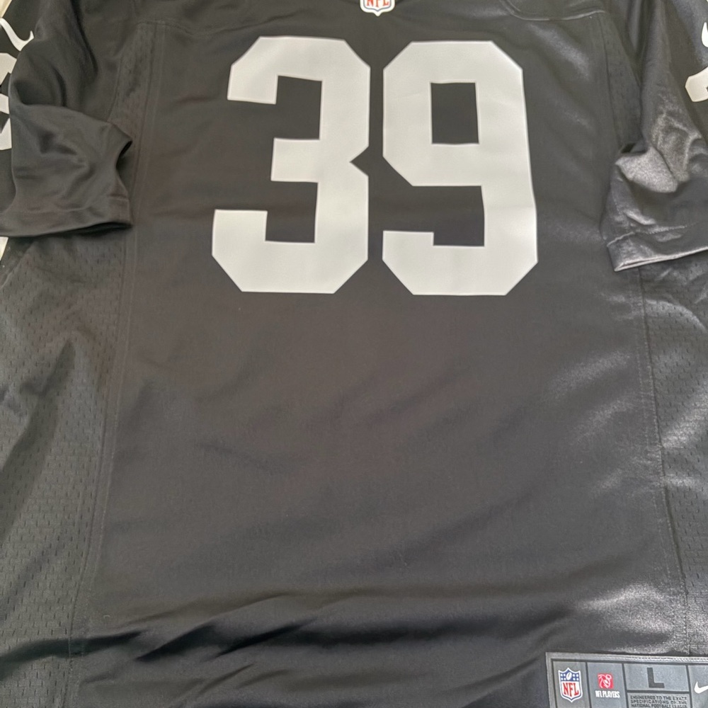 Nate Hobbs Raiders Jersey NFL Black and Gray Number 39